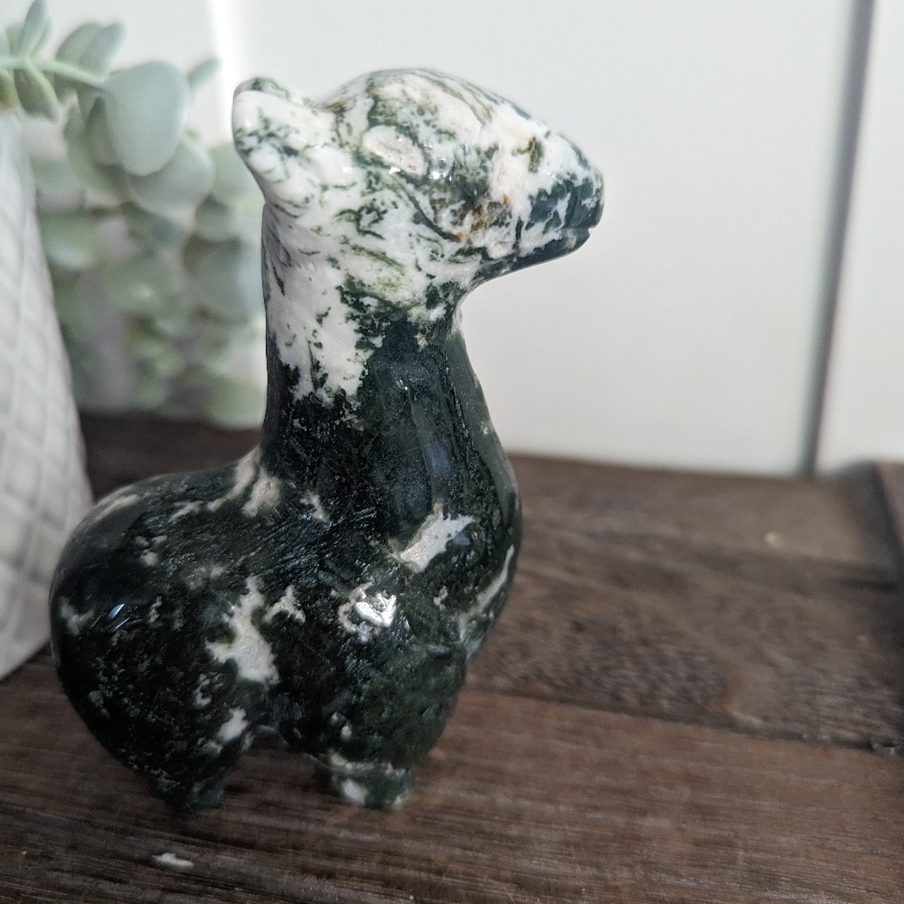 Cutie druzy moss agate llama